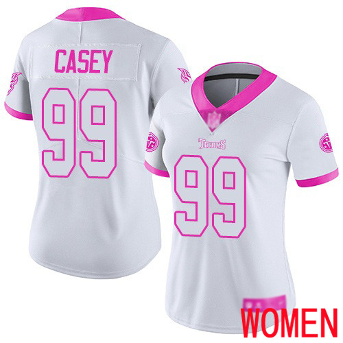 Tennessee Titans Limited White Pink Women Jurrell Casey Jersey NFL Football #99 Rush Fashion